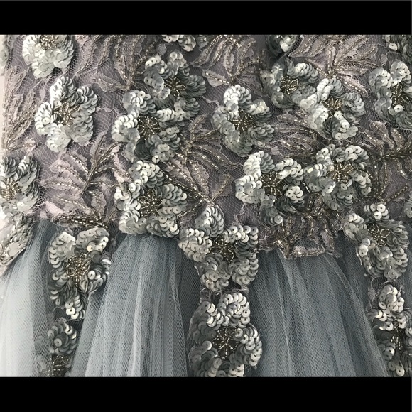 Beautiful, silver gray gown, size 2 - Picture 2 of 3